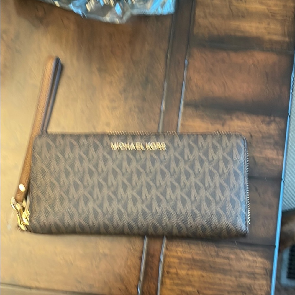 Michael Kors Brown Logo Wristlet